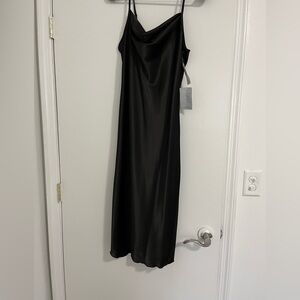 NWT Bebe Cowl Neck Satin Midi Dress